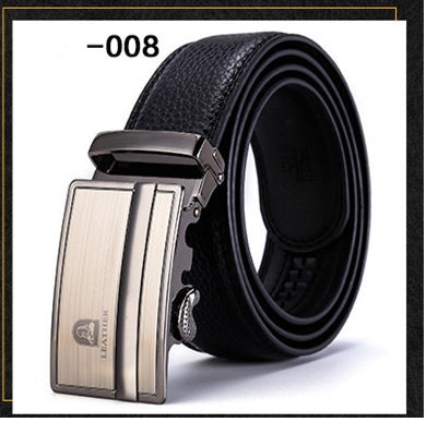 Two-layer leather belt business men's smooth automatic buckle leather belt - Heritage cosmetics and beauty care