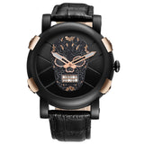 SKONE Pirate Skeleton Skull Quartz Men Watches Luxury Waterproof Leather Men Sports Watch - Heritage cosmetics and beauty care