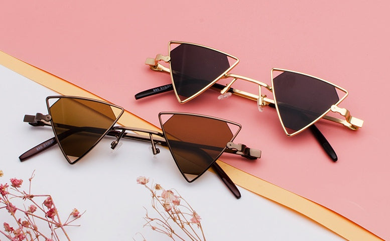 new sunglasses punk wind triangle hollow sunglasses glasses Europe and the United States personality metal sunglasses - Heritage cosmetics and beauty care