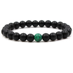 Classic Black Matte Green Malachite Bracelets Suitable Women Men Elastic Strand Jewelry - Heritage cosmetics and beauty care