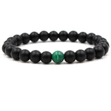 Classic Black Matte Green Malachite Bracelets Suitable Women Men Elastic Strand Jewelry - Heritage cosmetics and beauty care