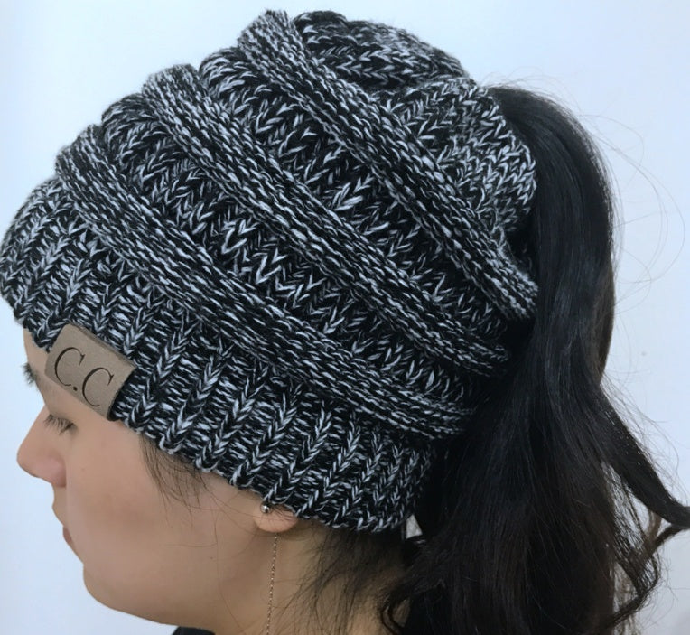 High Bun Ponytail Beanie Hat Chunky Soft Stretch Cable Knit Warm Fuzzy Lined Skull Beanie Acrylic Hats Men And Women - Heritage cosmetics and beauty care