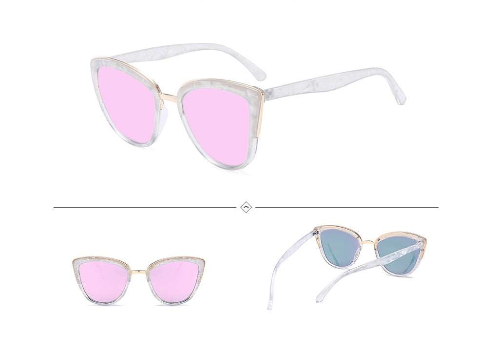 Female sunglasses, cat eyes, dazzling color, gold plastic mixed sunglasses - Heritage cosmetics and beauty care