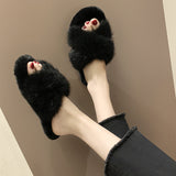 Cross fur slippers - Heritage cosmetics and beauty care