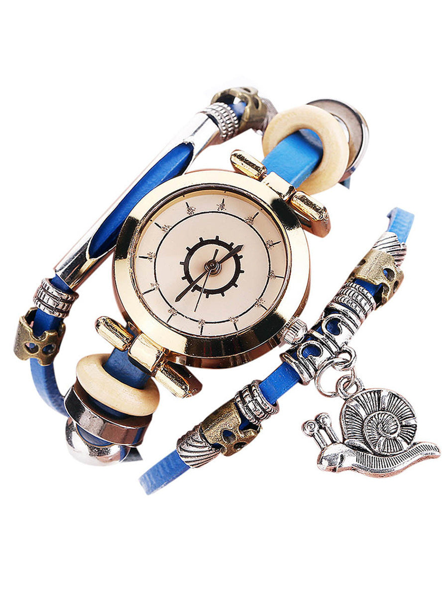 Women's Vintage Bracelet Watch Coiling Leather Watch Snail Pendant - Heritage cosmetics and beauty care