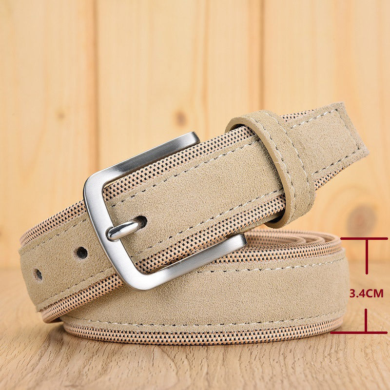 Suede Leather Buckle Oxford Cloth Men's Belt - Heritage cosmetics and beauty care