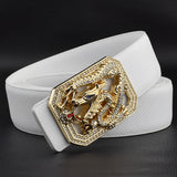 Faucet Belt Men White Golden Smooth Buckle