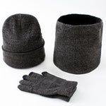 Winter men's hats, scarves, gloves, suits, fashion knitting and velvet hats, scarves, kits, men's 3 pieces/sets - Heritage cosmetics and beauty care