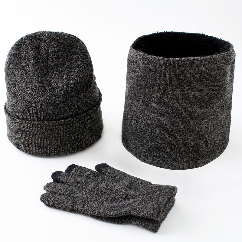 Winter men's hats, scarves, gloves, suits, fashion knitting and velvet hats, scarves, kits, men's 3 pieces/sets - Heritage cosmetics and beauty care