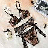 Slim embroidered mesh bra set - Heritage cosmetics and beauty care