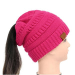 High Bun Ponytail Beanie Hat Chunky Soft Stretch Cable Knit Warm Fuzzy Lined Skull Beanie Acrylic Hats Men And Women - Heritage cosmetics and beauty care