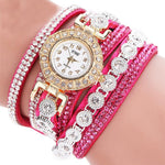 Relogio masculino Women Quartz Women PU Leather Rhinestone Watch Bracelet Watches - Heritage cosmetics and beauty care