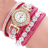 Relogio masculino Women Quartz Women PU Leather Rhinestone Watch Bracelet Watches - Heritage cosmetics and beauty care