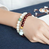 Natural white jade Bodhi bracelets beads bracelets women's simple Bodhi bracelets transfer beads - Heritage cosmetics and beauty care