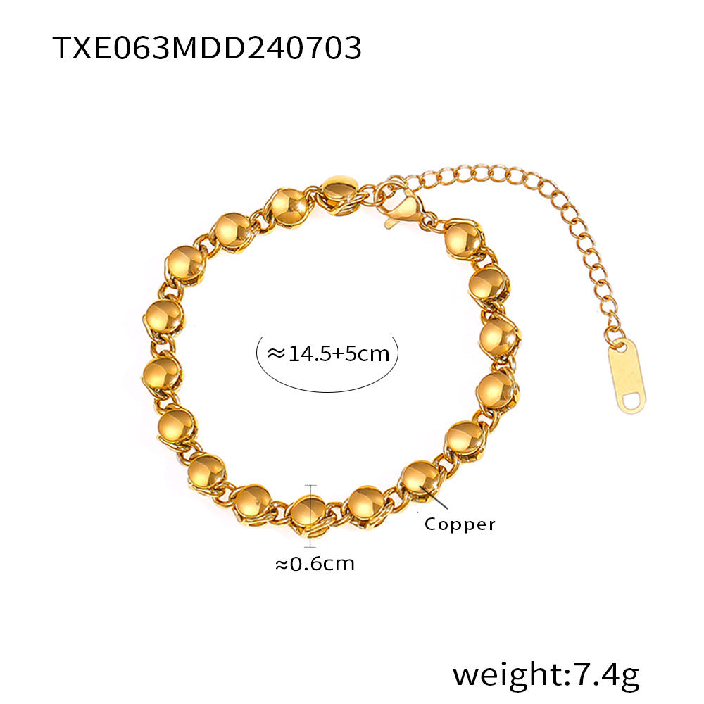 Simple Ball Bracelet Necklace Copper Material Gold Plated Color Retaining Fashion High Texture Luxury Ornament - Heritage cosmetics and beauty care