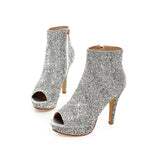 Sequined cloth fish mouth high heels - Heritage cosmetics and beauty care