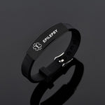 Black Stainless Steel Silicone Medical Alert ID Bracelet DIABETIC EPILEPSY SOS Bracelets - Heritage cosmetics and beauty care