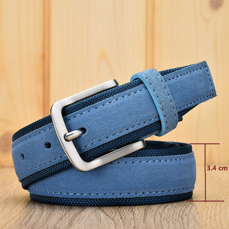 Suede Leather Buckle Oxford Cloth Men's Belt - Heritage cosmetics and beauty care