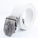 Casual And Versatile Double Knife Skull Canvas Belt - Heritage cosmetics and beauty care