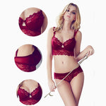 Sexy Mousse Women Sexy Bra Set Ultra-thin Red Black Lace Bras Underwear Push up Bra and underwear - Heritage cosmetics and beauty care