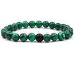 Classic Black Matte Green Malachite Bracelets Suitable Women Men Elastic Strand Jewelry - Heritage cosmetics and beauty care