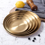 Retro Metal Round Tray Stainless Steel Snack Fruit Tray Jewelry Storage Tray European Style Dinner Plates - Heritage cosmetics and beauty care