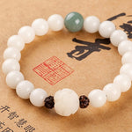 Natural white jade Bodhi bracelets beads bracelets women's simple Bodhi bracelets transfer beads - Heritage cosmetics and beauty care