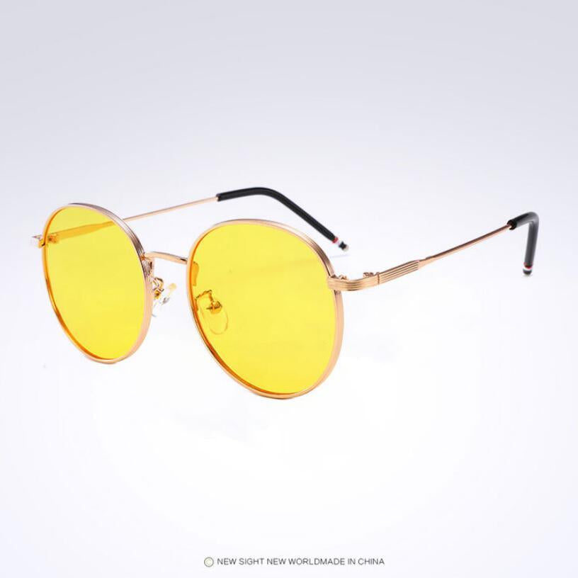 New spring mirror leg sunglasses Metal round frame retro sunglasses Colorful reflective European and American trend sunglasses - Heritage cosmetics and beauty care