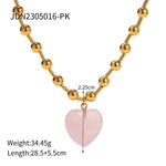 Stainless Steel Transparent Glass Crystal 18K Gold Love Necklace - Heritage cosmetics and beauty care