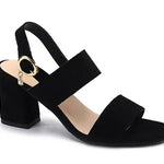 Suede Block Heels Sandals - Heritage cosmetics and beauty care