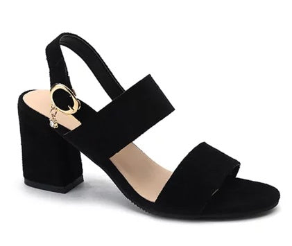 Suede Block Heels Sandals - Heritage cosmetics and beauty care