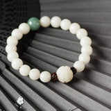 Natural white jade Bodhi bracelets beads bracelets women's simple Bodhi bracelets transfer beads - Heritage cosmetics and beauty care