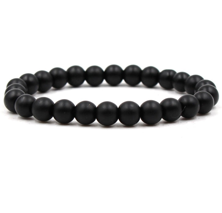 Classic Black Matte Green Malachite Bracelets Suitable Women Men Elastic Strand Jewelry - Heritage cosmetics and beauty care