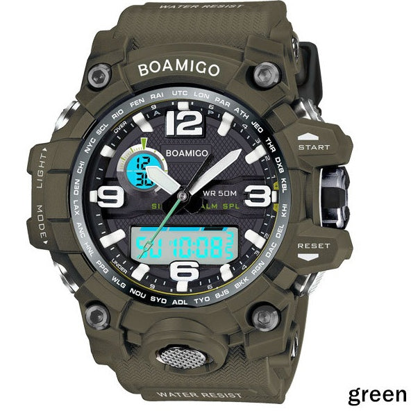 BOAMIGO brand men sports watches dual display analog digital LED Electronic quartz watches 50M waterproof swimming watch F5100 - Heritage cosmetics and beauty care