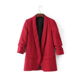 Buttonless pleated sleeve blazer - Heritage cosmetics and beauty care