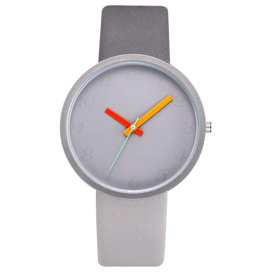 Women Watch Gray Contrast Leather Quartz Watch Women Watches Lovers Unisex Casual Ladies Wrist Watch Clock Relogio Feminino - Heritage cosmetics and beauty care