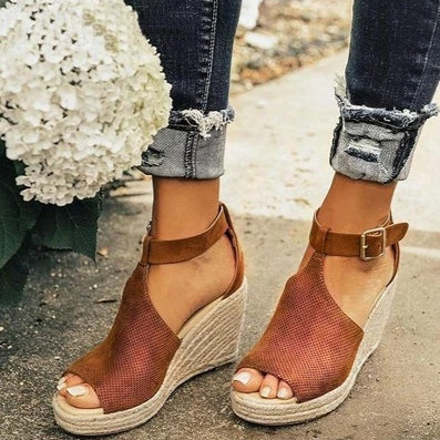 Straw wedge sandals - Heritage cosmetics and beauty care