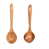 Teak Natural Wood Tableware Spoon Ladle Turner Rice Colander Soup Skimmer Cooking Tool Sets Spoon Scoop Kitchen Tools Gadgets - Heritage cosmetics and beauty care