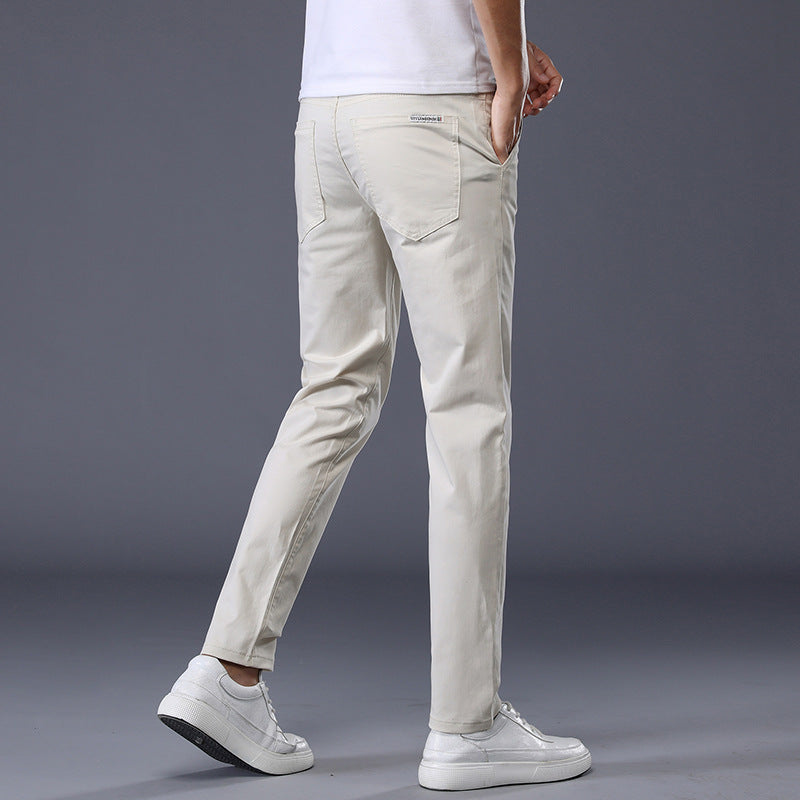 Men's Casual Elastic Slim Fit Small Straight Leg Pants - Heritage cosmetics and beauty care