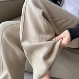 Sunken Stripe Knitted Wide Leg Women's Straight-leg Pants - Heritage cosmetics and beauty care