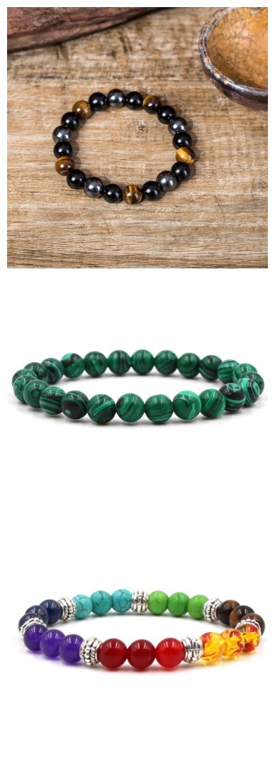 Classic Black Matte Green Malachite Bracelets Suitable Women Men Elastic Strand Jewelry - Heritage cosmetics and beauty care