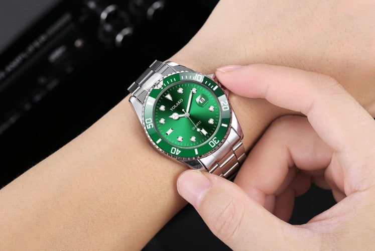 YOLAKO The Mens' Watches New Luxury Business Watch Men Calendar Green Dial Fashion Male Watch Clock reloj hombre zegarek meski - Heritage cosmetics and beauty care