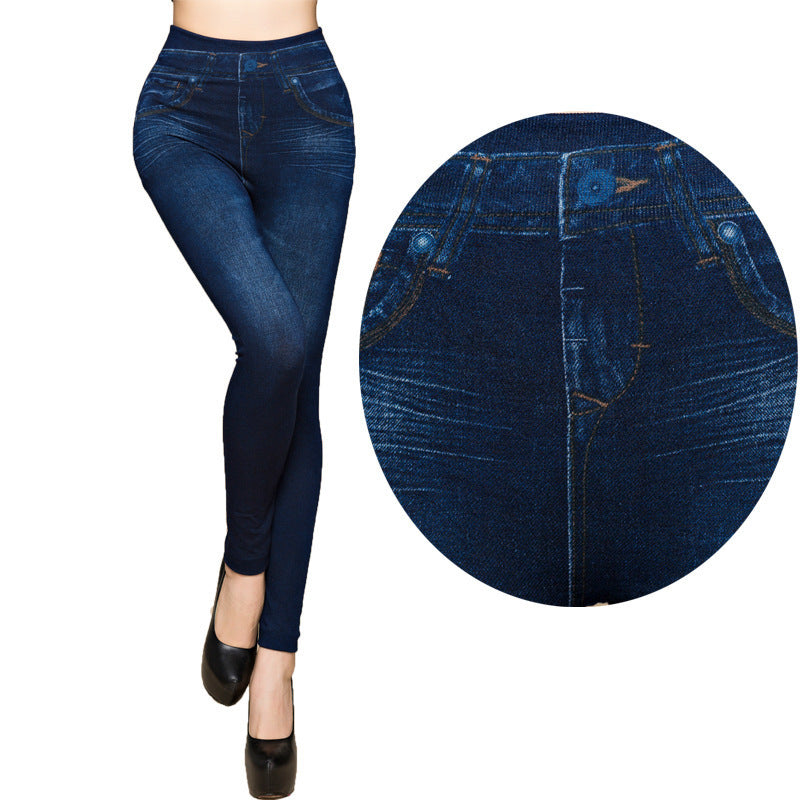 Women Leggings Plus size Faux Denim Jeans Leggings - Heritage cosmetics and beauty care