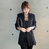 Solid Long Style Black Women Jacket and Blazer Female Notched Collar Asymmetrical Chic Ladies Blazers feminino - Heritage cosmetics and beauty care