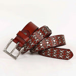 Rivet Waistband Women's Head Leather Knight Belt - Heritage cosmetics and beauty care