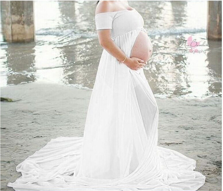 Elegant Maternity Gown Split Front Photography Dress - Heritage cosmetics and beauty care