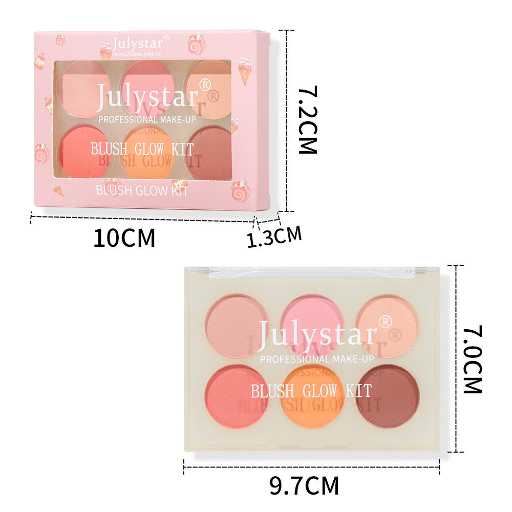 Beauty Matte Rouge Blush Repair Three-dimensional Eye Shadow Six-color Integrated - Heritage cosmetics and beauty care