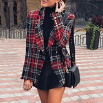 Plaid buttoned woolen blazer - Heritage cosmetics and beauty care