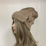 Autumn And Winter Students Keep Warm And Personalized Button Knitted Hats - Heritage cosmetics and beauty care