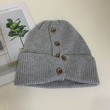 Autumn And Winter Students Keep Warm And Personalized Button Knitted Hats - Heritage cosmetics and beauty care